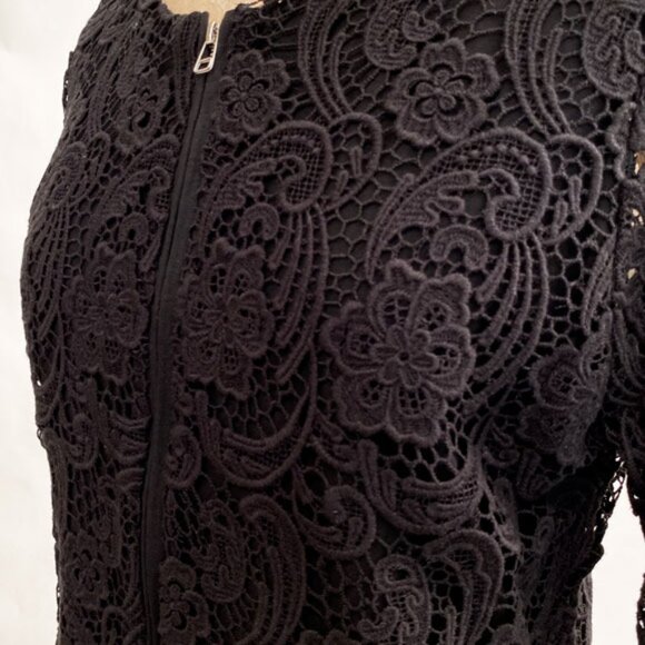 NWOT Anthropologie Black Lace Zippered Peplum Jacket Size M - Picture 7 of 12